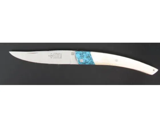 Sabatier Régional | Traditionnel<Le Thiers - Plein Manche Turquoise / Os de Chameau - Ressort, Platine et lame ciselés