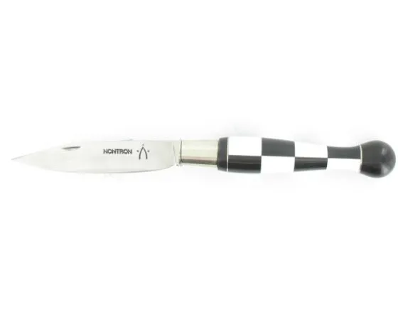 Sabatier Régional | Traditionnel<Nontron Virole n° 25 - Boule Damier - Manche  Ebène et Corian Blanc, insert Aluminium