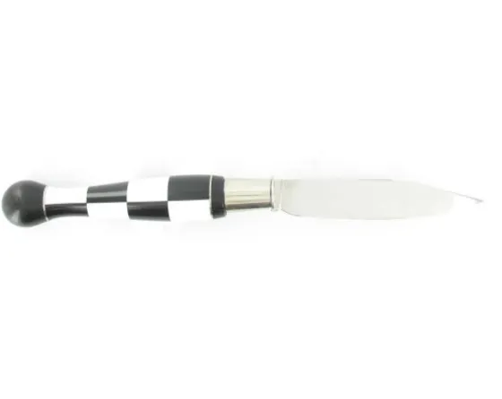 Sabatier Régional | Traditionnel<Nontron Virole n° 25 - Boule Damier - Manche  Ebène et Corian Blanc, insert Aluminium
